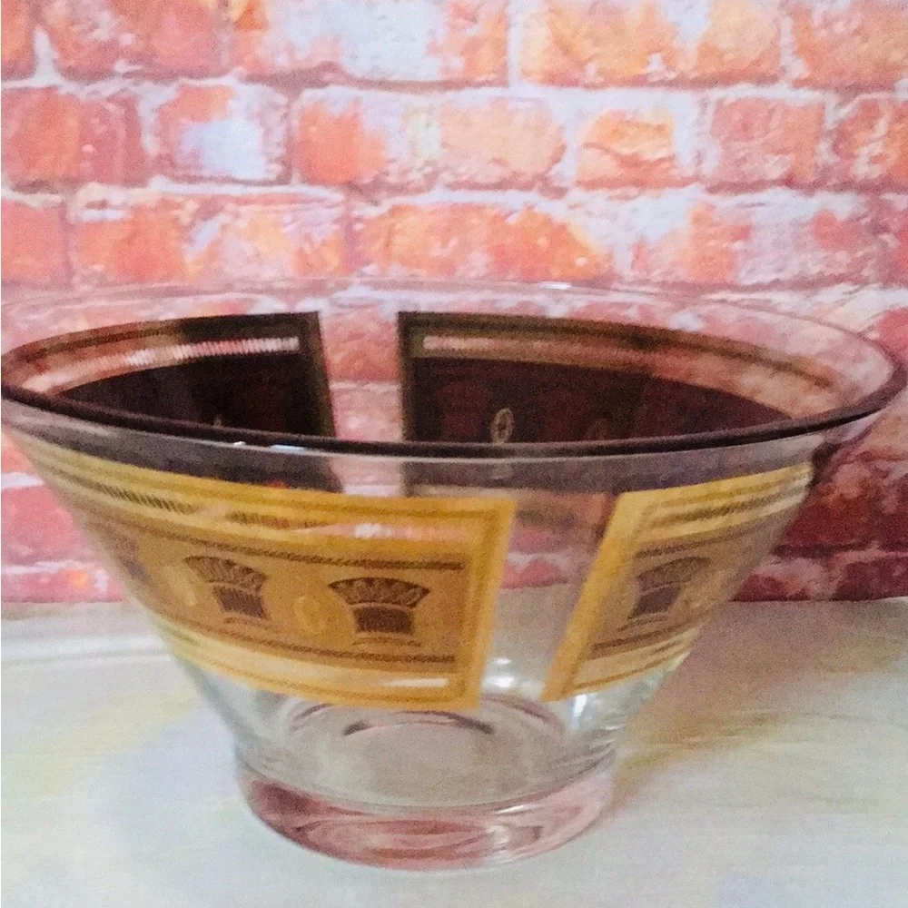 Vintage MCM Culver 13 Piece 22 K Gold Wheat Pattern Art Deco Punch Bowl Set